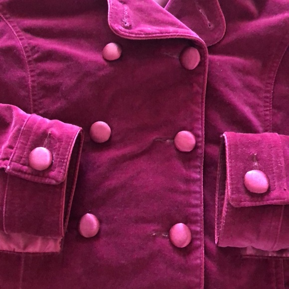 Women's Velvet Double-Breasted Jacket - Raspberry - Picture 6 of 6